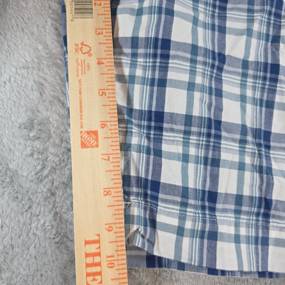 Banana‎ Republic Mens 36 Blue Plaid Cotton Shorts Flat Front Casual Summe